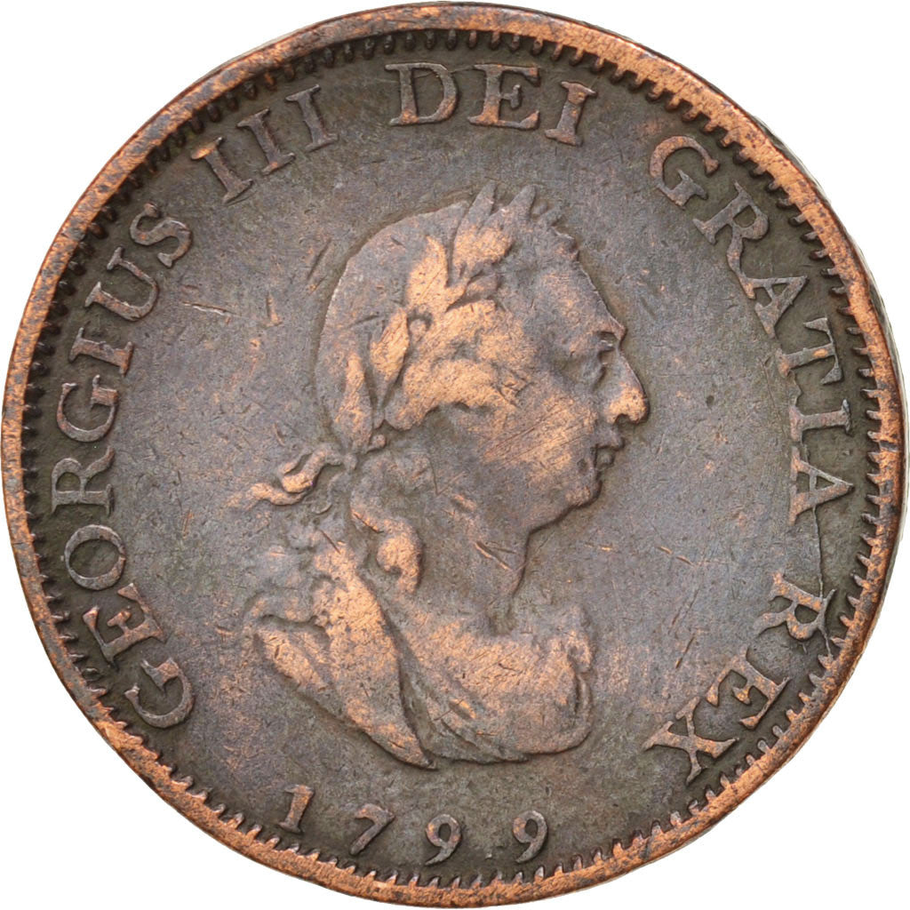 Coin, Great Britain, George III, Farthing, 1799, London, VF(30-35), Copper