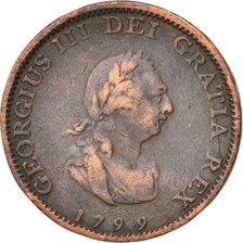 Coin, Great Britain, George III, Farthing, 1799, London, VF(30-35), Copper