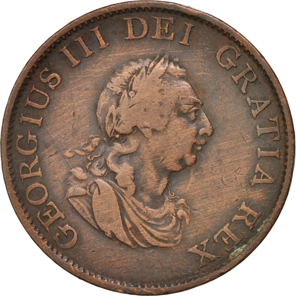 Great Britain, George III, 1/2 Penny, 1799, London, VF(30-35), Copper, KM:647