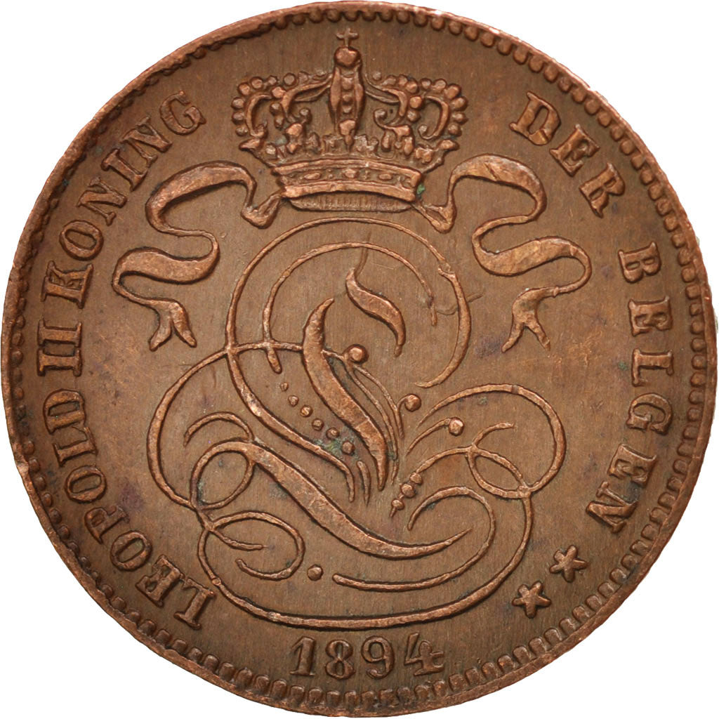 Coin, Belgium, Leopold II, Centime, 1894, MS(60-62), Copper, KM:34.1