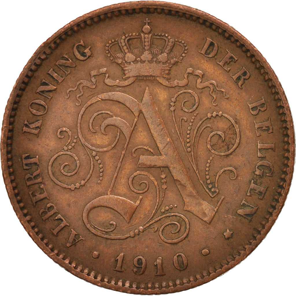 Belgio, Albert I, 2 Centimes, 1910, BB+, Rame, KM:65
