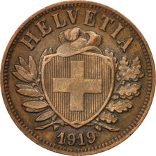 Switzerland, 2 Rappen, 1919, Bern, AU(50-53), Bronze, KM:4.2