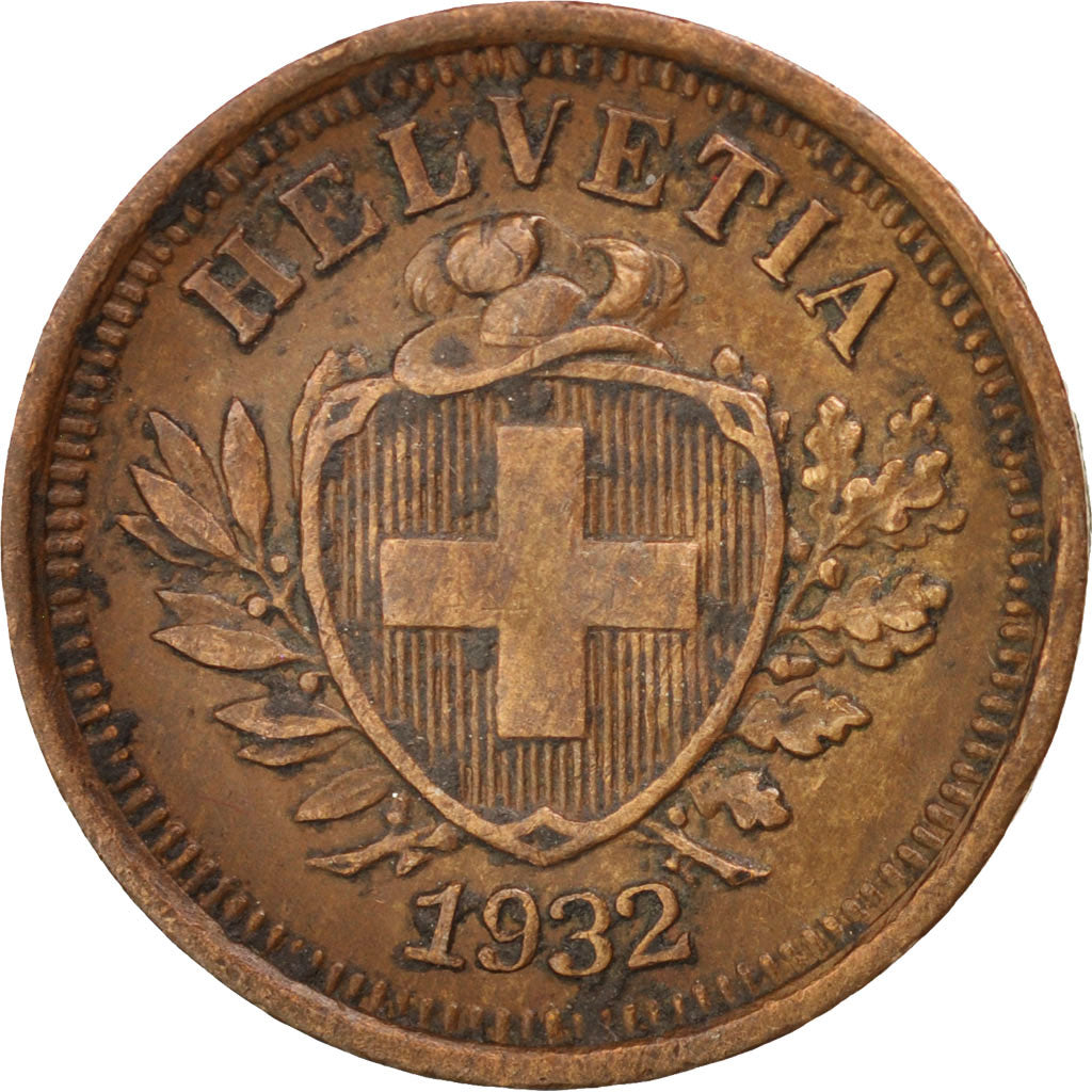Switzerland, Rappen, 1932, Bern, AU(55-58), Bronze, KM:3.2