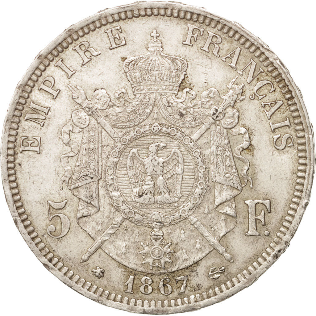 Munten, Frankrijk, Napoleon III, Napoléon III, 5 Francs, 1867, Paris, PR