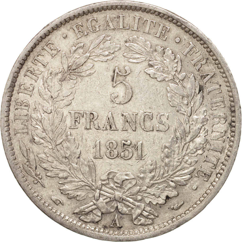 Munten, Frankrijk, Cérès, 5 Francs, 1851, Paris, ZF+, Zilver, KM:761.1