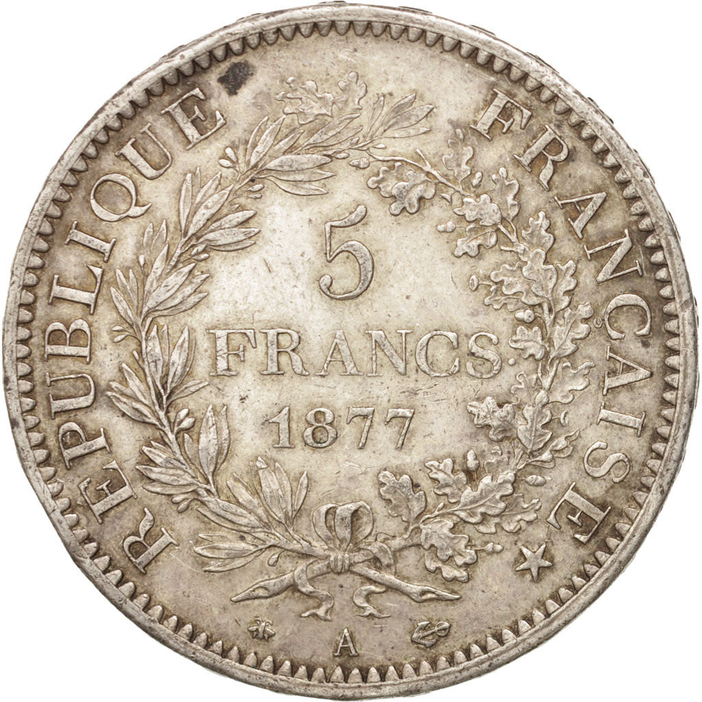 France, Hercule, 5 Francs, 1877, Paris, TTB+, Argent, KM:820.1