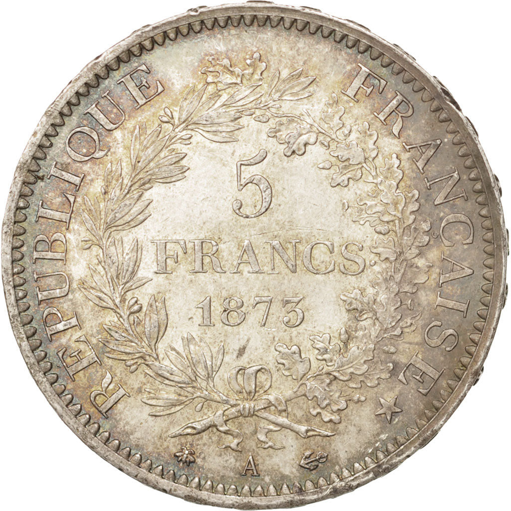 France, Hercule, 5 Francs, 1873, Paris, MS(60-62), Silver, KM:820.1, Gadoury:745