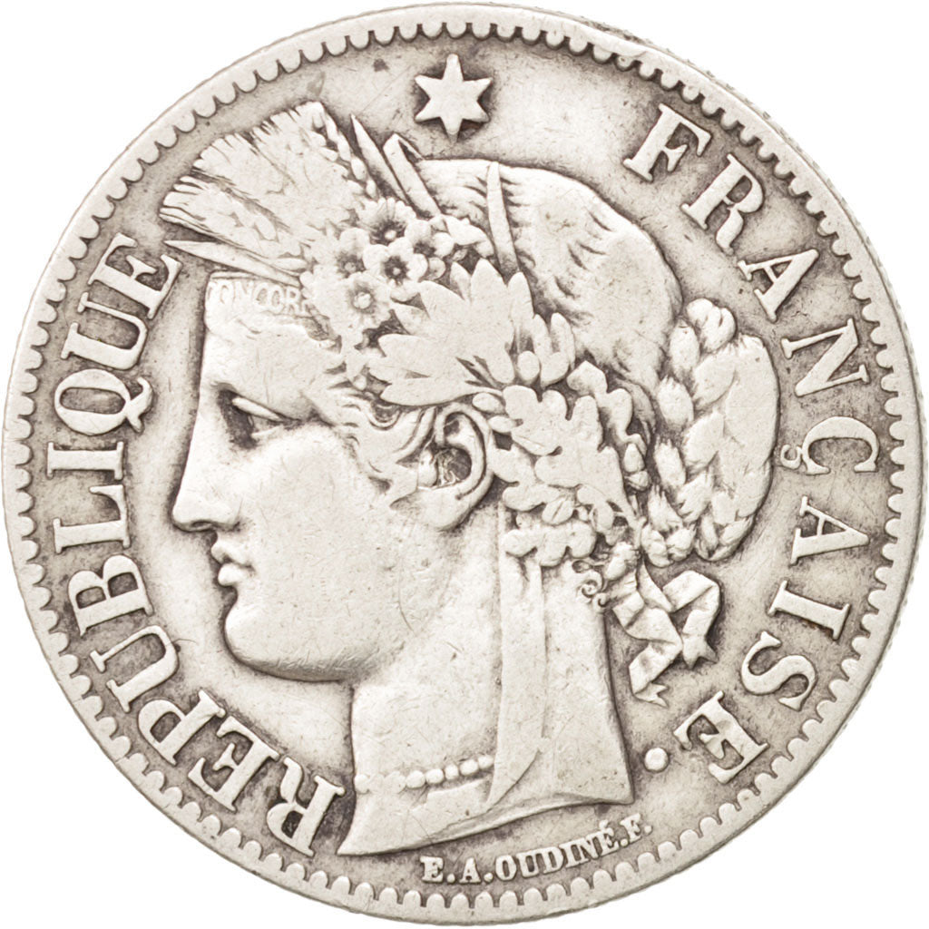 France, Cérès, 2 Francs, 1871, Bordeaux, EF(40-45), Silver, KM:817.2