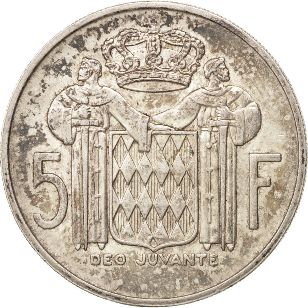 Monaco, Rainier III, 5 Francs, 1960, AU(50-53), Silver, KM:141