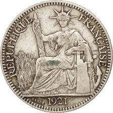 INDOCINA FRANCESE, 10 Cents, 1921, Paris, BB, Argento, KM:16.1