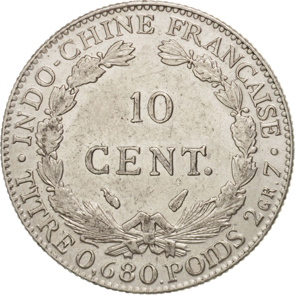 FRENCH INDO-CHINA, 10 Cents, 1937, Paris, AU(50-53), Silver, KM:16.2