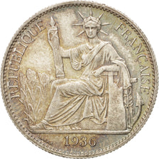Munten, FRANS INDO-CHINA, 50 Cents, 1936, Paris, UNC-, Zilver, KM:4a.2
