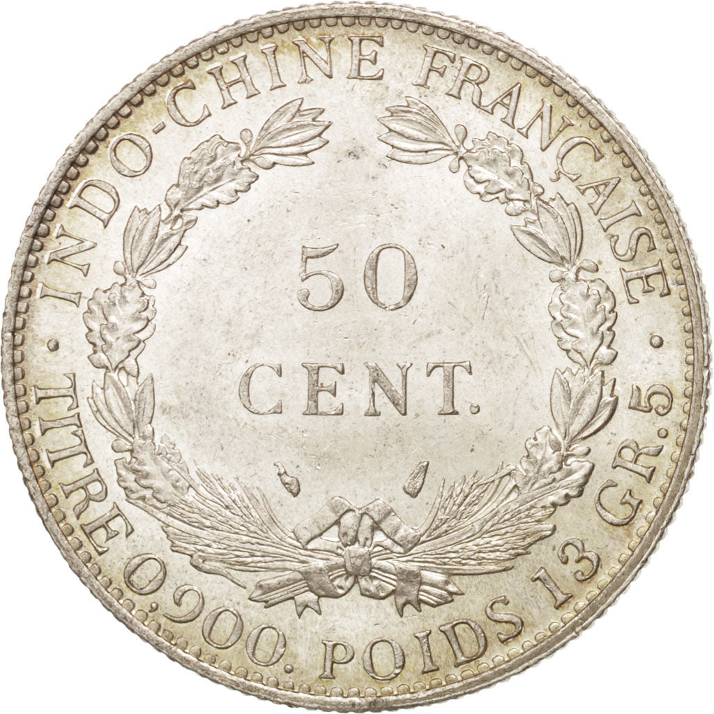 Monnaie, FRENCH INDO-CHINA, 50 Cents, 1936, Paris, SPL, Argent, KM:4a.2