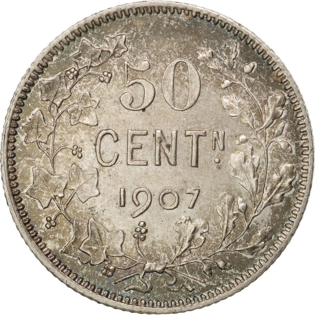 Coin, Belgium, 50 Centimes, 1907, Brussels, MS(63), Silver, KM:60.1