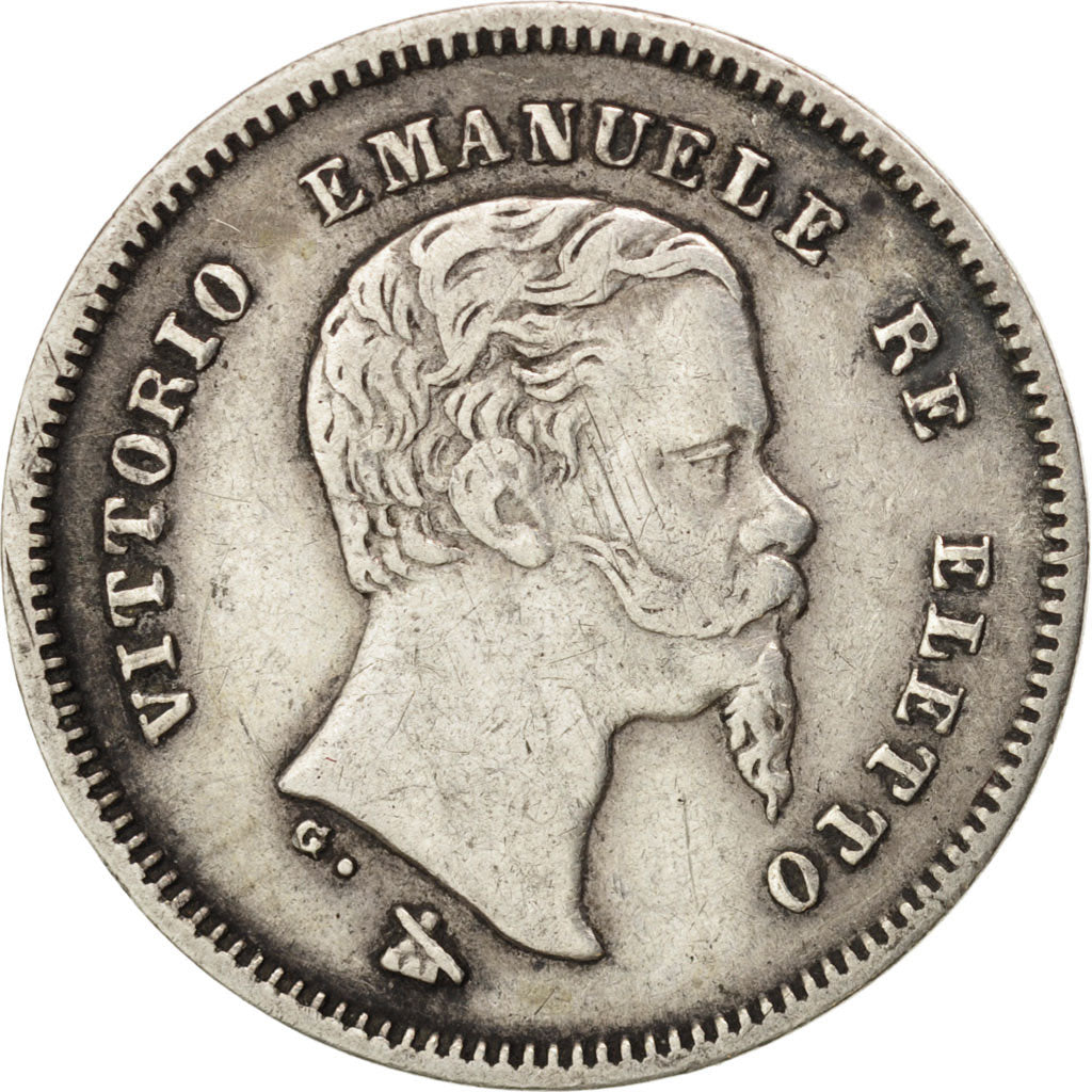 STATI ITALIANI, EMILIA, Vittorio Emanuele II, 50 Centesimi, 1860, Florence, B...