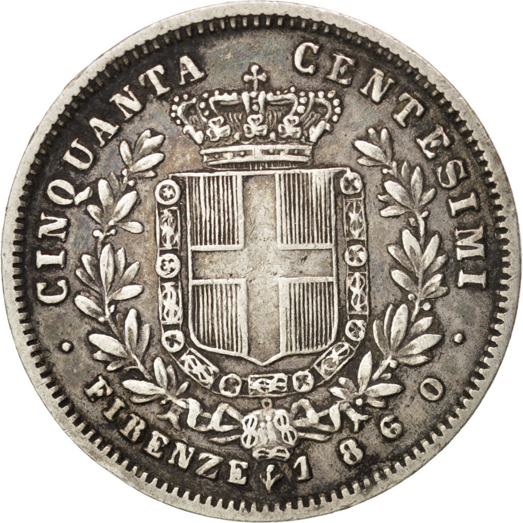 STATI ITALIANI, EMILIA, Vittorio Emanuele II, 50 Centesimi, 1860, Florence, B...