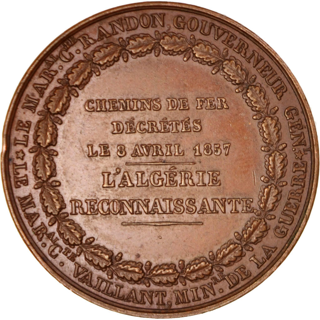France, Medal, Algérie, Chemins de fer, Second French Empire, Railway, 1857