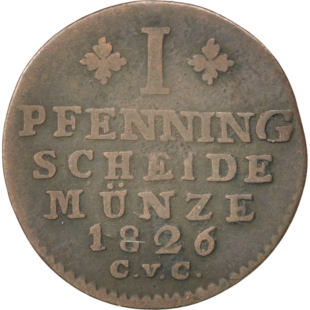 GERMAN STATES, Pfennig, 1826, KM #1098, VF(20-25), Copper, 1.74