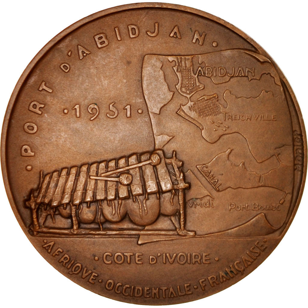 France, Medal, Afrique Occidentale Française, Port d'Abidjan, Jeune fille