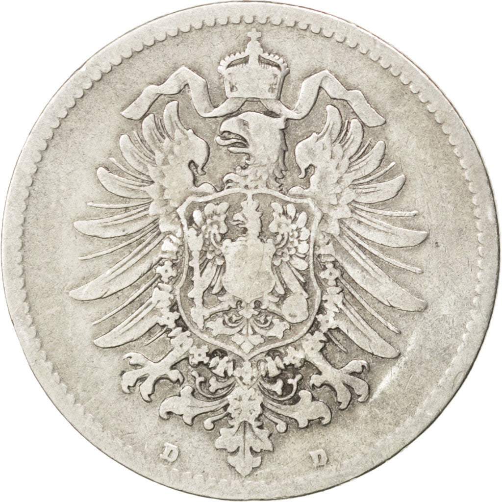 GERMANY - EMPIRE, Mark, 1876, Munich, KM #7, EF(40-45), Silver, 24, 5.35