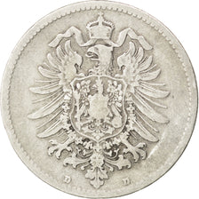 GERMANY - EMPIRE, Mark, 1876, Munich, KM #7, EF(40-45), Silver, 24, 5.35