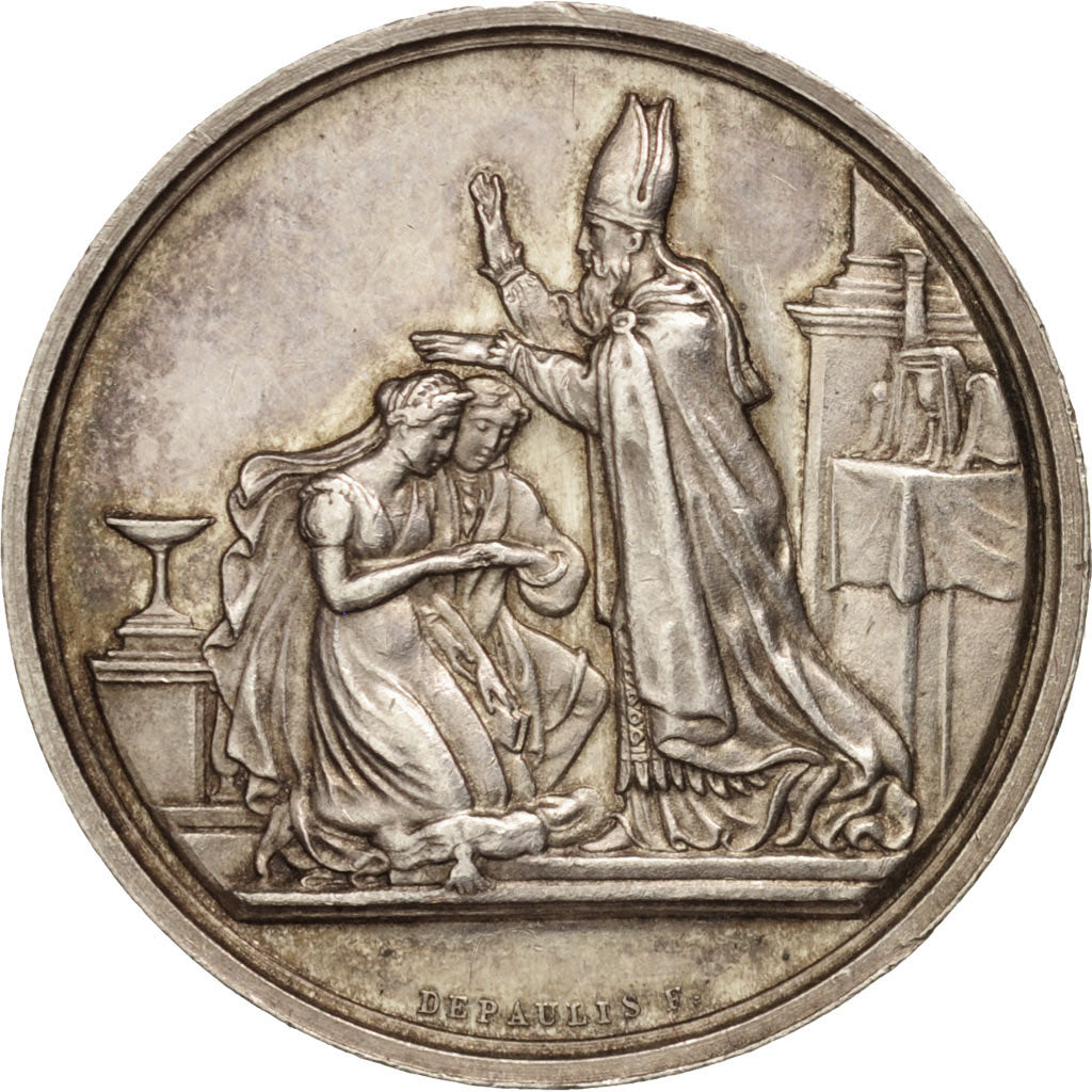France, Wedding medal, Religions & beliefs, 1863, Depaulis, Medal, AU(55-58)