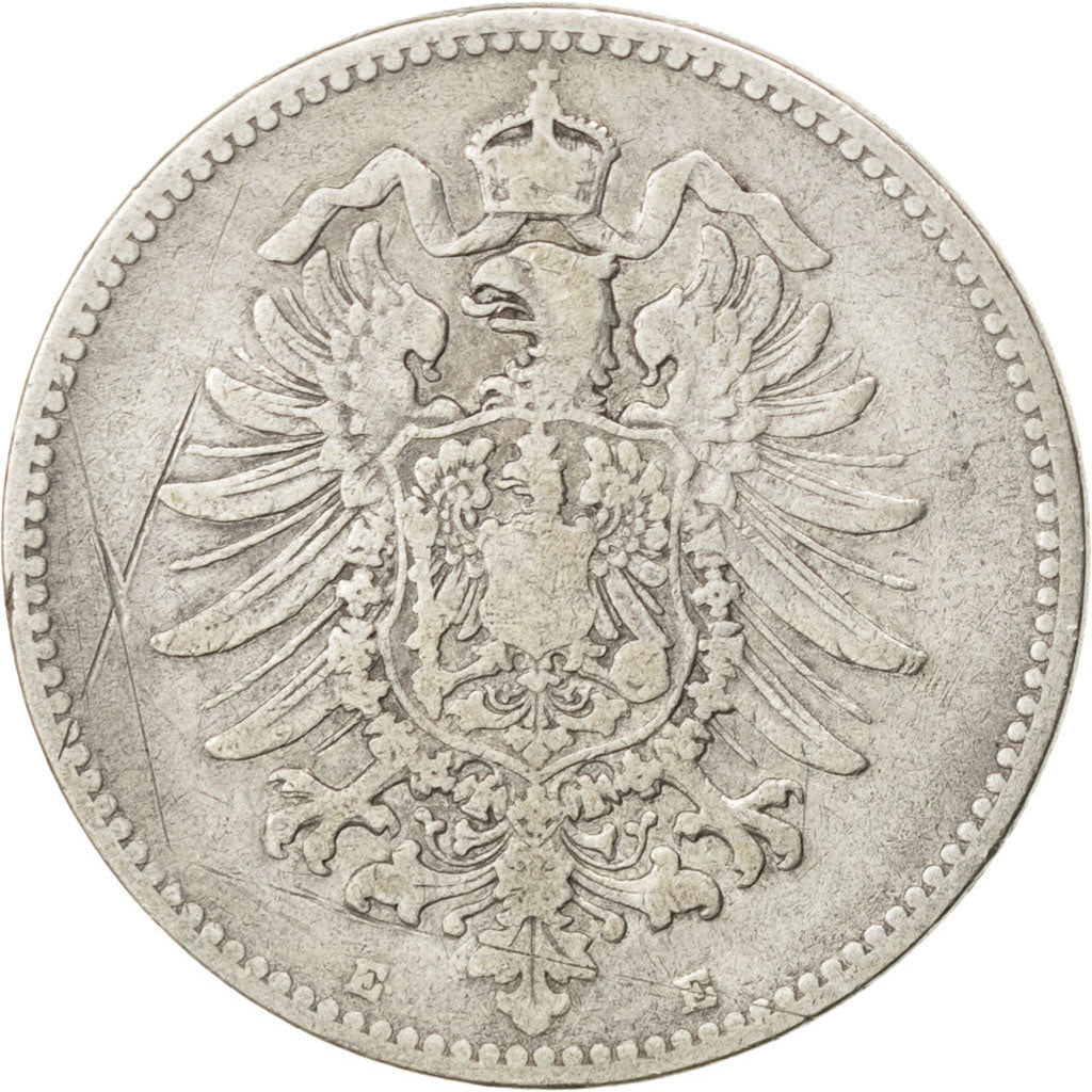 GERMANY - EMPIRE, Mark, 1881, Muldenhütten, KM #7, VF(30-35), Silver, 24, 5.37