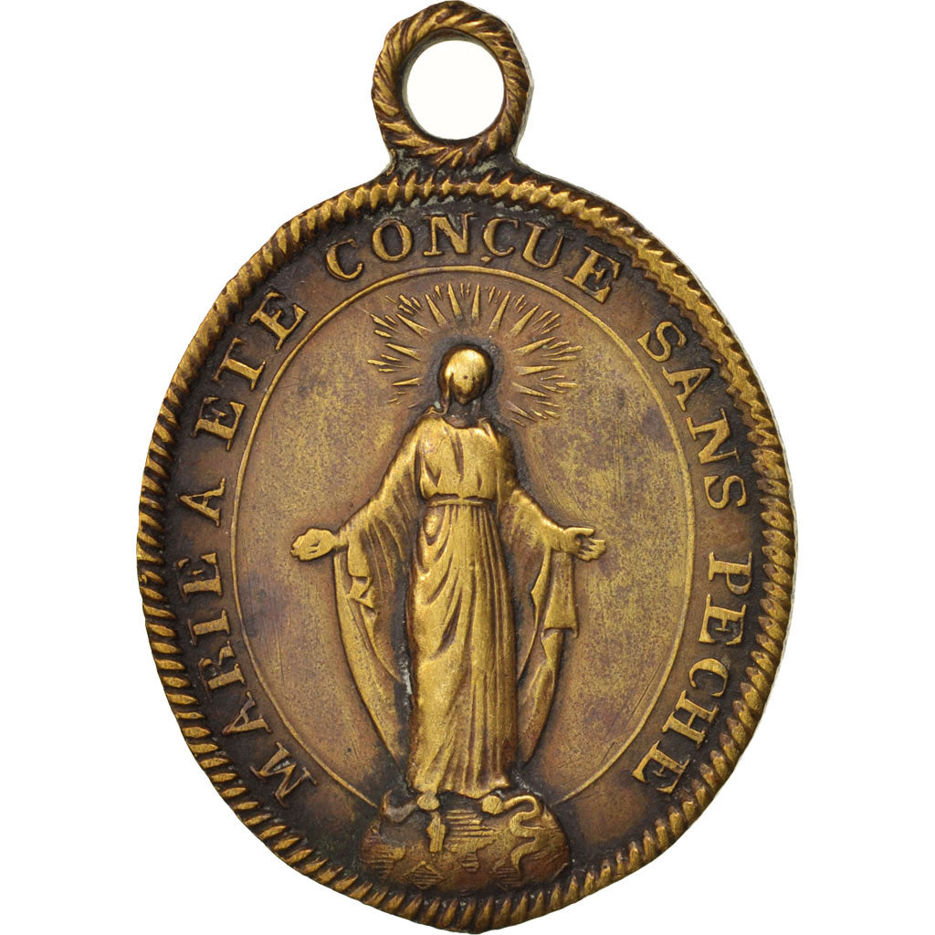 France, Sacred Hearts, Religions & beliefs, XIX Century, Medal, TTB+, Brass, 34