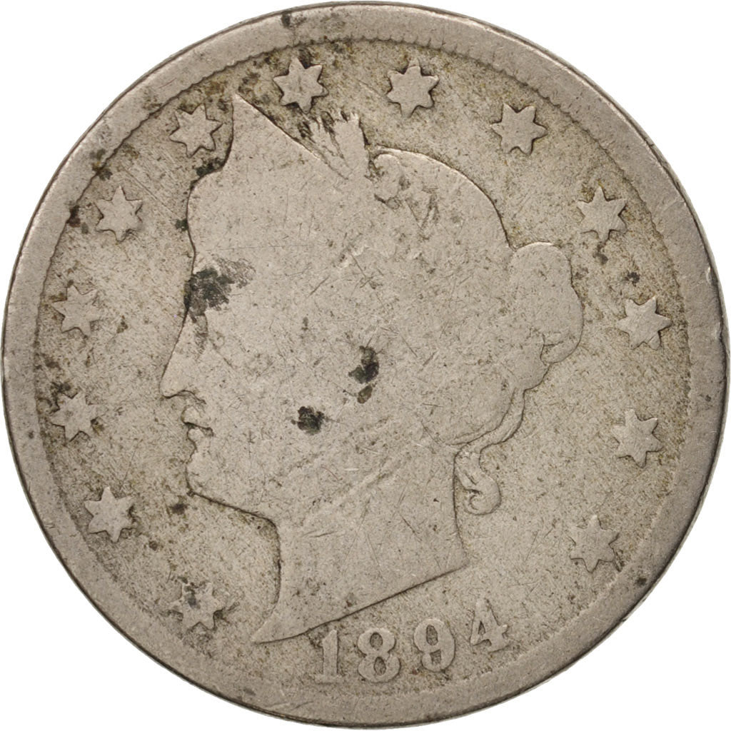 Coin, United States, Liberty Nickel, 5 Cents, 1894, U.S. Mint, Philadelphia