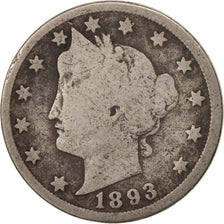 Stati Uniti, Liberty Nickel, 5 Cents, 1893, U.S. Mint, Philadelphia, MB, Rame...