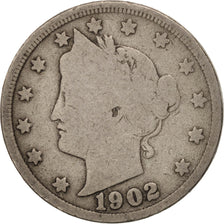 Coin, United States, Liberty Nickel, 5 Cents, 1902, U.S. Mint, Philadelphia