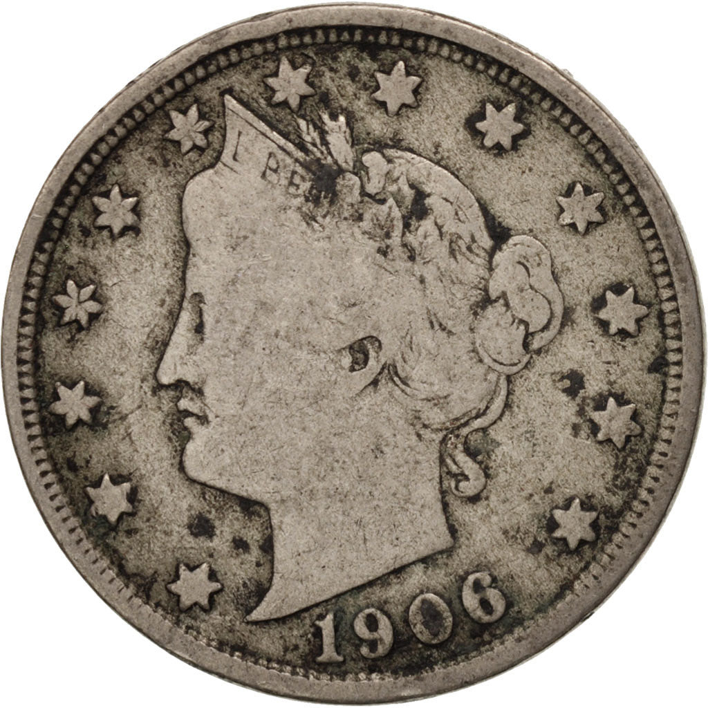 Moneta, Stati Uniti, Liberty Nickel, 5 Cents, 1906, U.S. Mint, Philadelphia, MB
