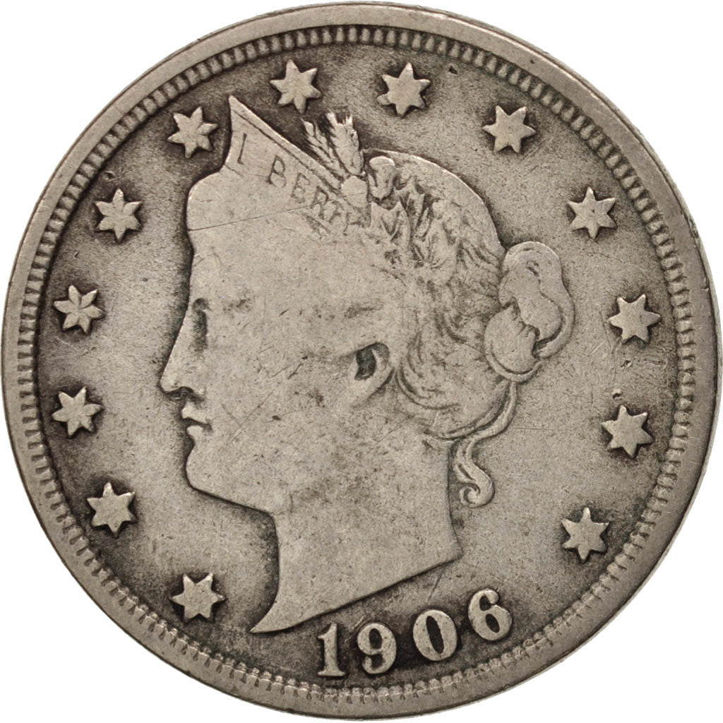 Coin, United States, Liberty Nickel, 5 Cents, 1906, U.S. Mint, Philadelphia