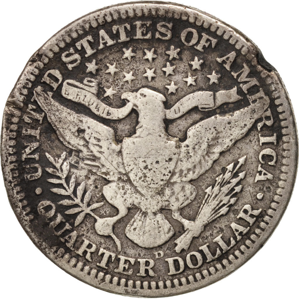 Coin, United States, Barber Quarter, Quarter, 1908, U.S. Mint, Denver