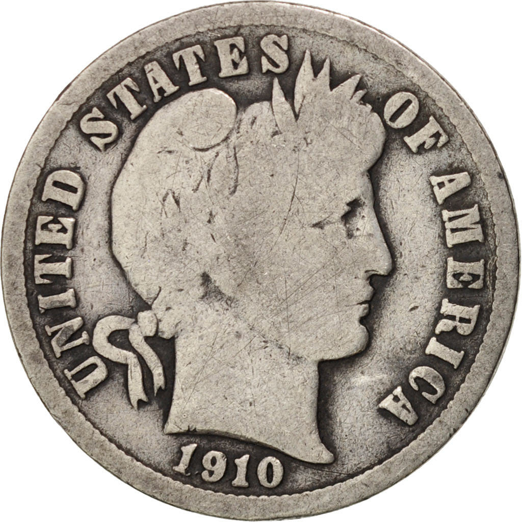 United States, Barber Dime, Dime, 1910, U.S. Mint, Philadelphia, VF(20-25)