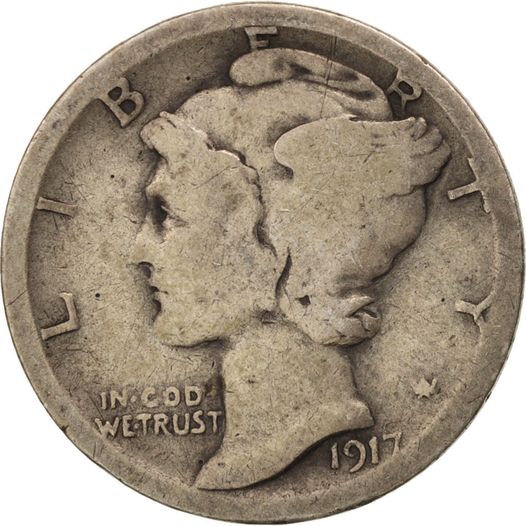 United States, Mercury Dime, Dime, 1917, U.S. Mint, San Francisco, VF(30-35)