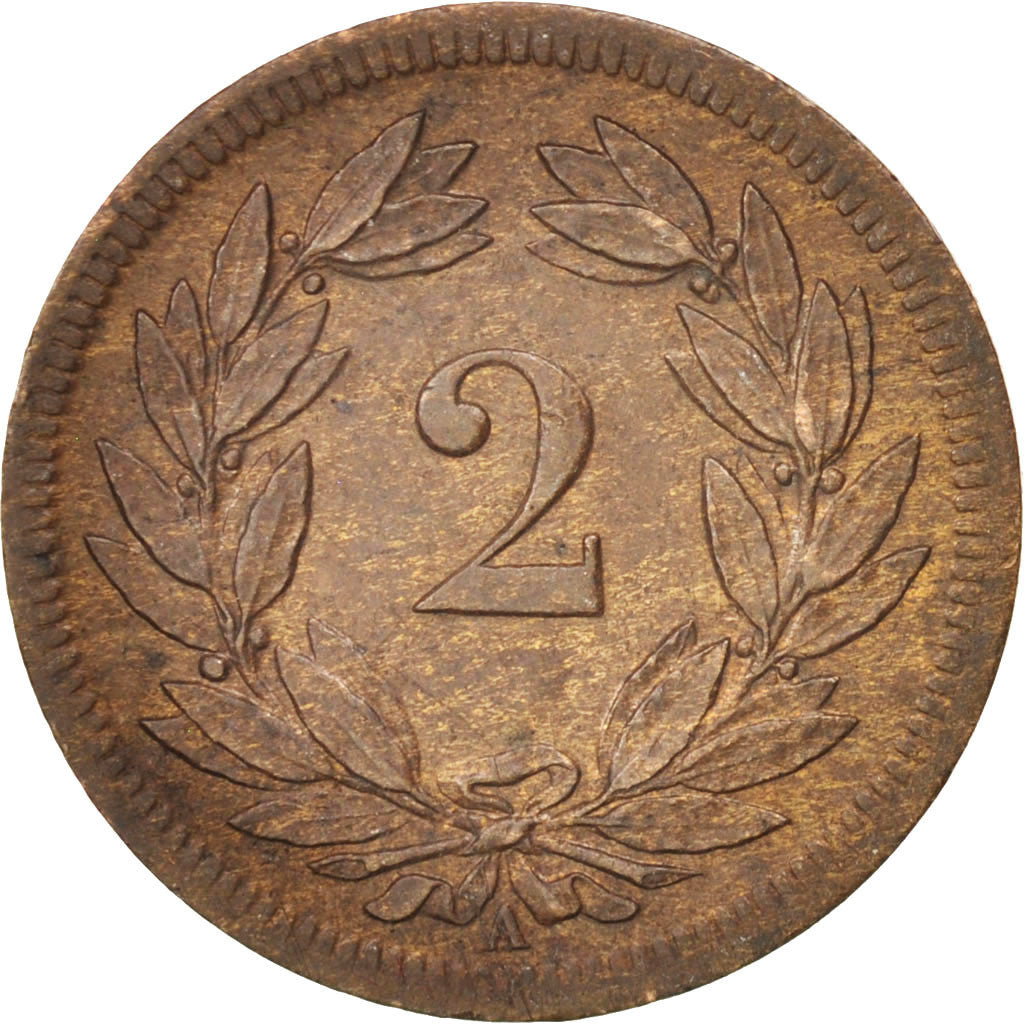 Coin, Switzerland, 2 Rappen, 1851, MS(60-62), Bronze, KM:4.1