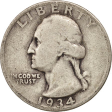 United States, Washington Quarter, Quarter, 1934, U.S. Mint, VF(20-25), Silver