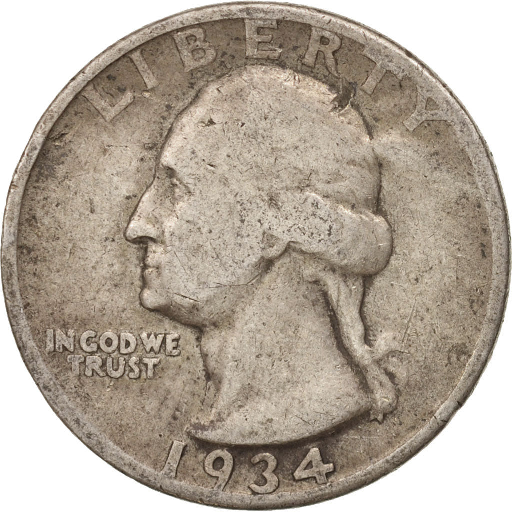 United States, Washington Quarter, Quarter, 1934, U.S. Mint, VF(20-25), Silver
