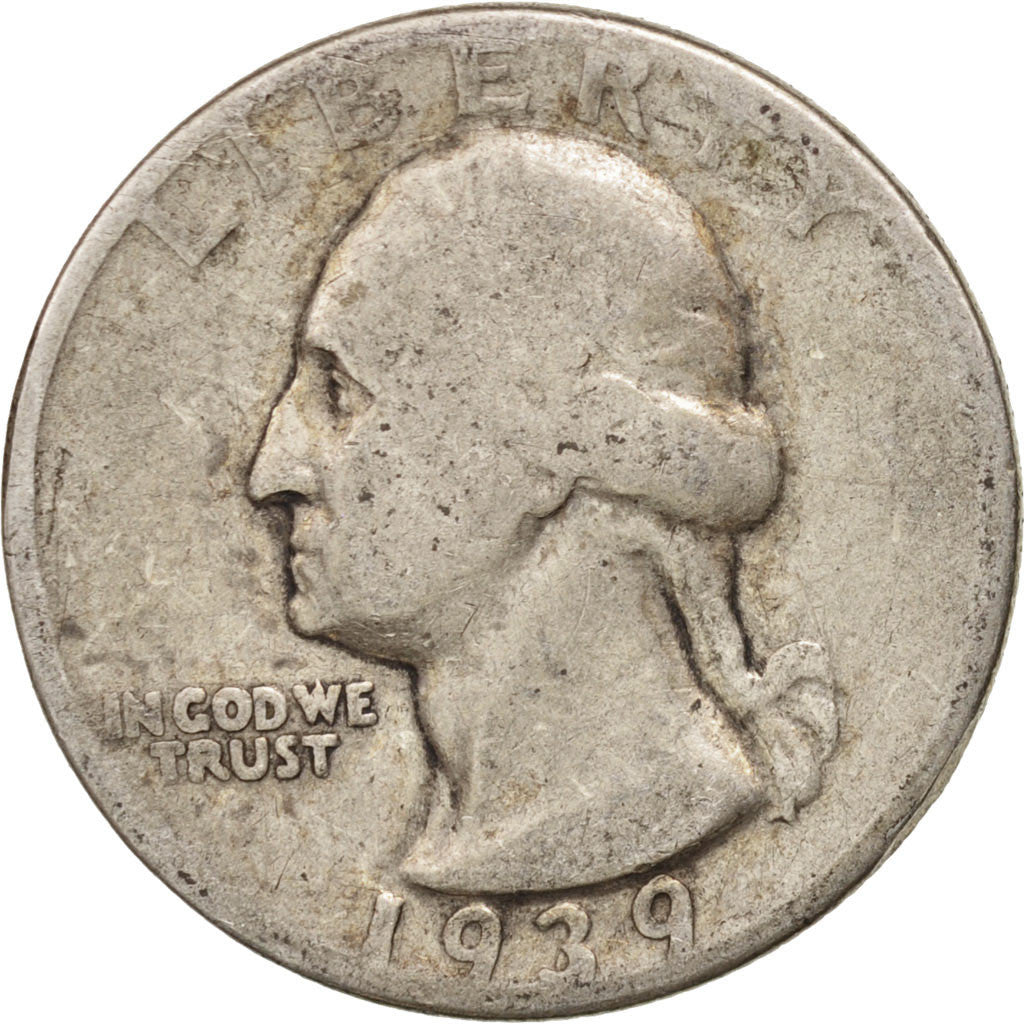 Coin, United States, Washington Quarter, Quarter, 1939, U.S. Mint, Philadelphia