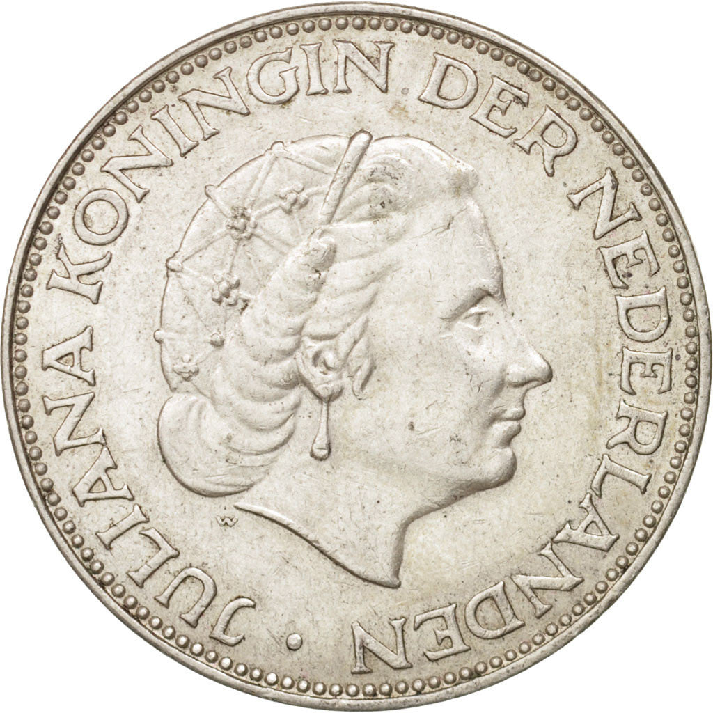 Münze, Niederlande, Juliana, 2-1/2 Gulden, 1961, VZ, Silber, KM:185