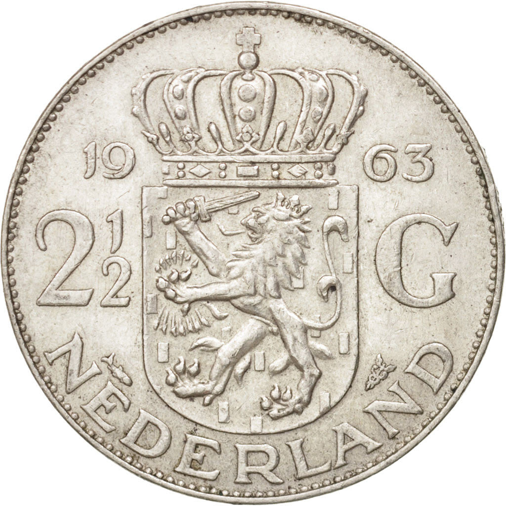 Munten, Nederland, Juliana, 2-1/2 Gulden, 1963, PR, Zilver, KM:185