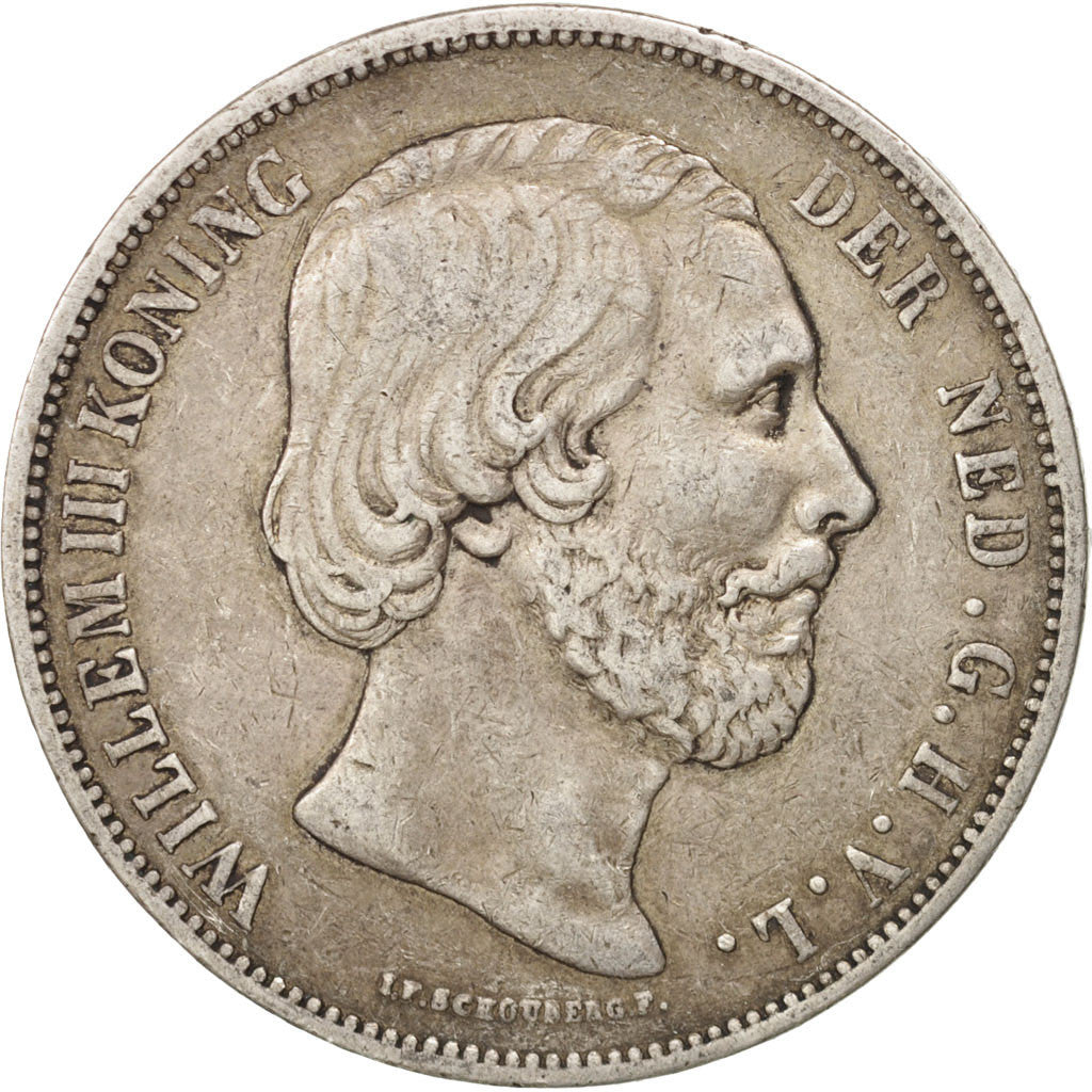 Netherlands, William III, 2-1/2 Gulden, 1869, EF(40-45), Silver