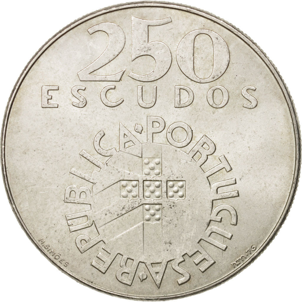 Coin, Portugal, 250 Escudos, 1976, Lisbon, AU(55-58), Silver, KM:604