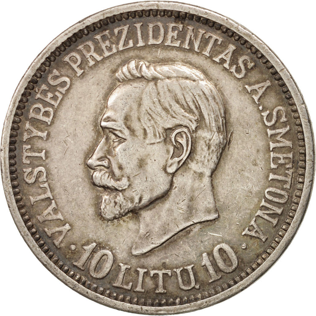 Moneda, Lituania, 10 Litu, 1938, MBC+, Plata, KM:84