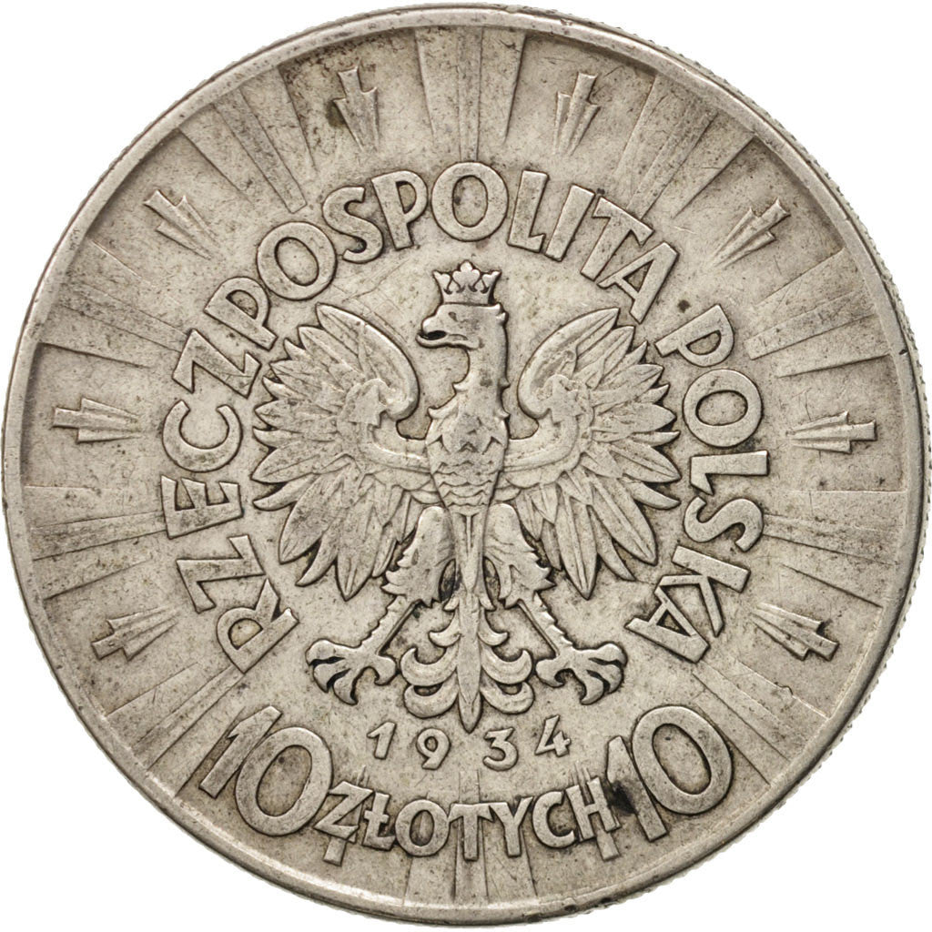 Poland, 10 Zlotych, 1934, Warsaw, VF(30-35), Silver, KM:26