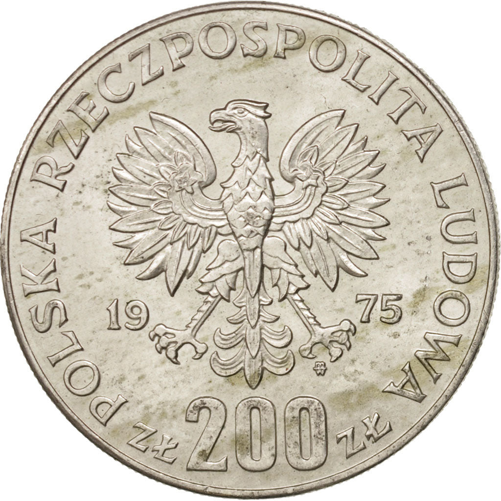 Poland, 200 Zlotych, 1975, Warsaw, AU(50-53), Silver, KM:79