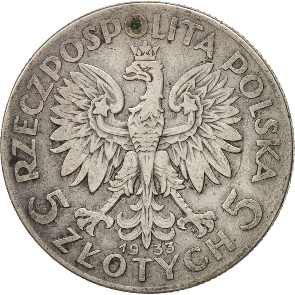 Poland, 5 Zlotych, 1933, Warsaw, EF(40-45), Silver, KM:21