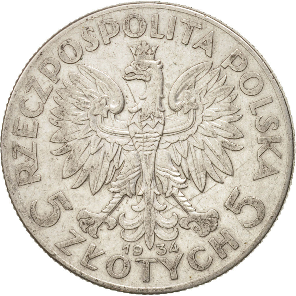 Poland, 5 Zlotych, 1934, Warsaw, EF(40-45), Silver, KM:21