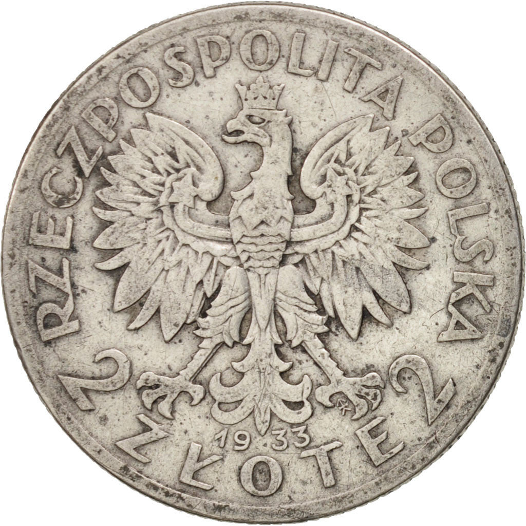 Poland, 2 Zlote, 1933, Warsaw, VF(30-35), Silver, KM:20
